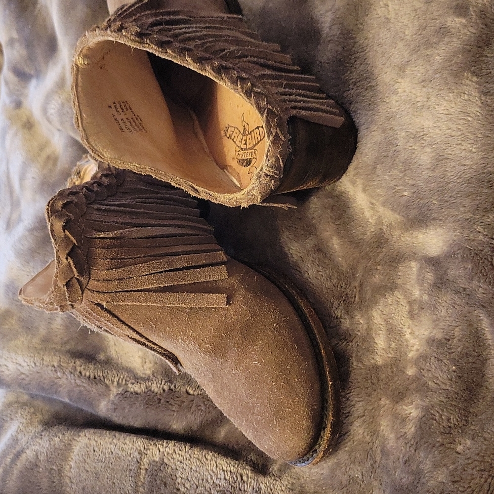 Freebird by Steven Lucy Fringe Suede Mule Bootie Size 8